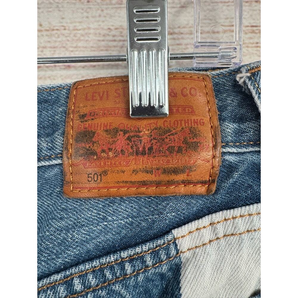 Levi's Premium 501 Moto Crop Straight Jeans Women's 26x28 Blue/Gray/Tan - Picture 8 of 15